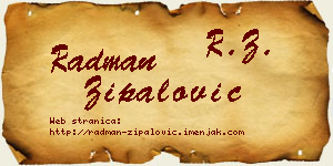 Radman Zipalović vizit kartica